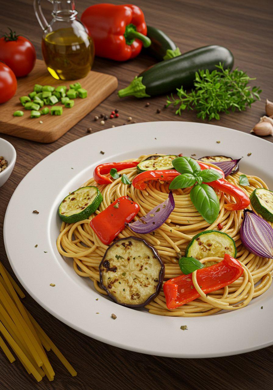 Espaguetis con Verduras Asadas móvil
